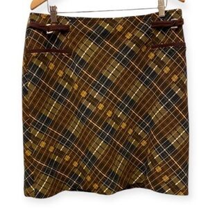 Bruno Capucci Skirt Plaid Womens Size 13 Academia Schoolgirl Brown Beige Black
